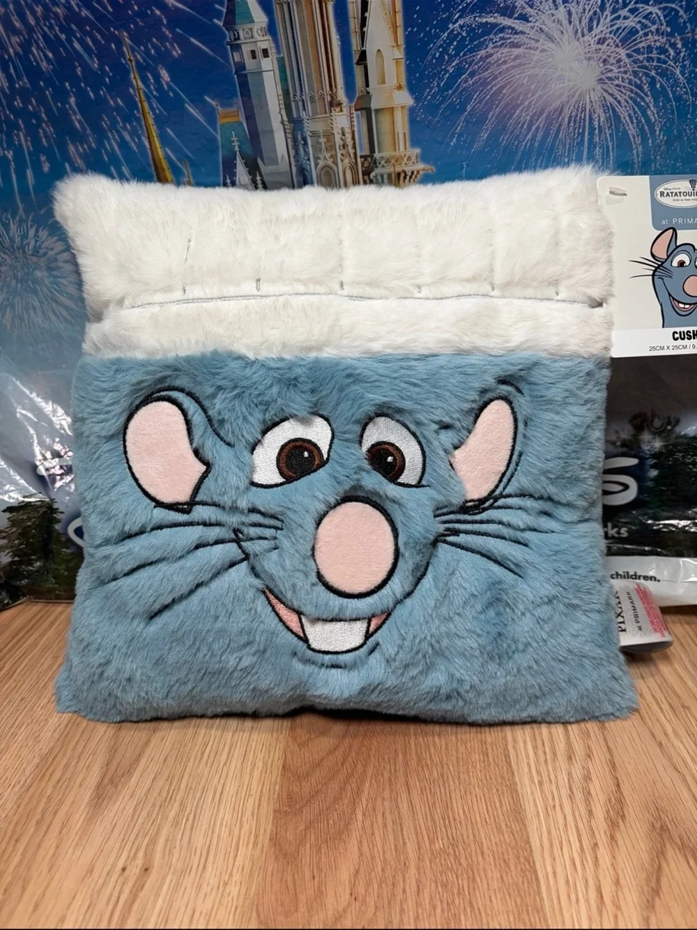 Disney Pixar Ratatouille Remy Plush Faux Fur Throw Pillow Cushion *Primark*-NEW
